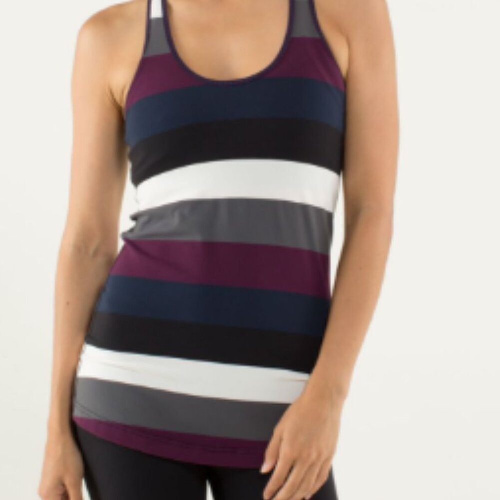 Lululemon Cool Racerback Pow Stripe Angel Wing Hyper Stripe Plum